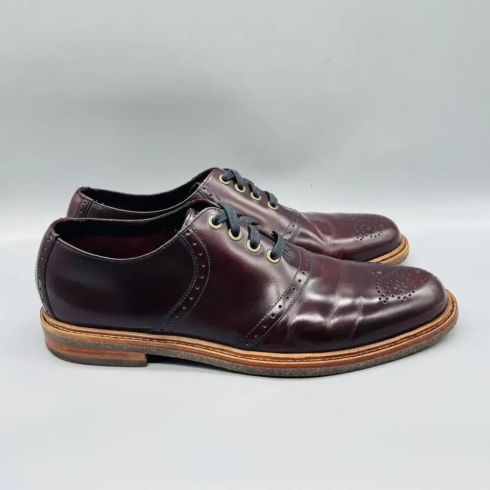 Cole Haan Shoes Men 11.5 Brown Leather Cap Toe Derby Oxford Dress Brogue Classic